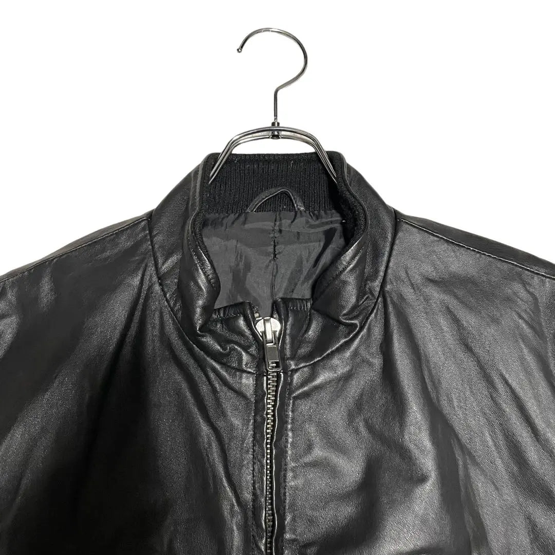 [vintage] Pig leather genuine leather pig leather rider jacket with ribbed switch black S