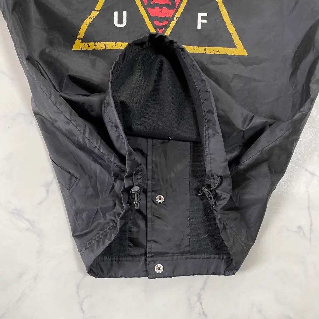 [Immediate shipping] HUF nylon jacket, thin, lined, black, S logo