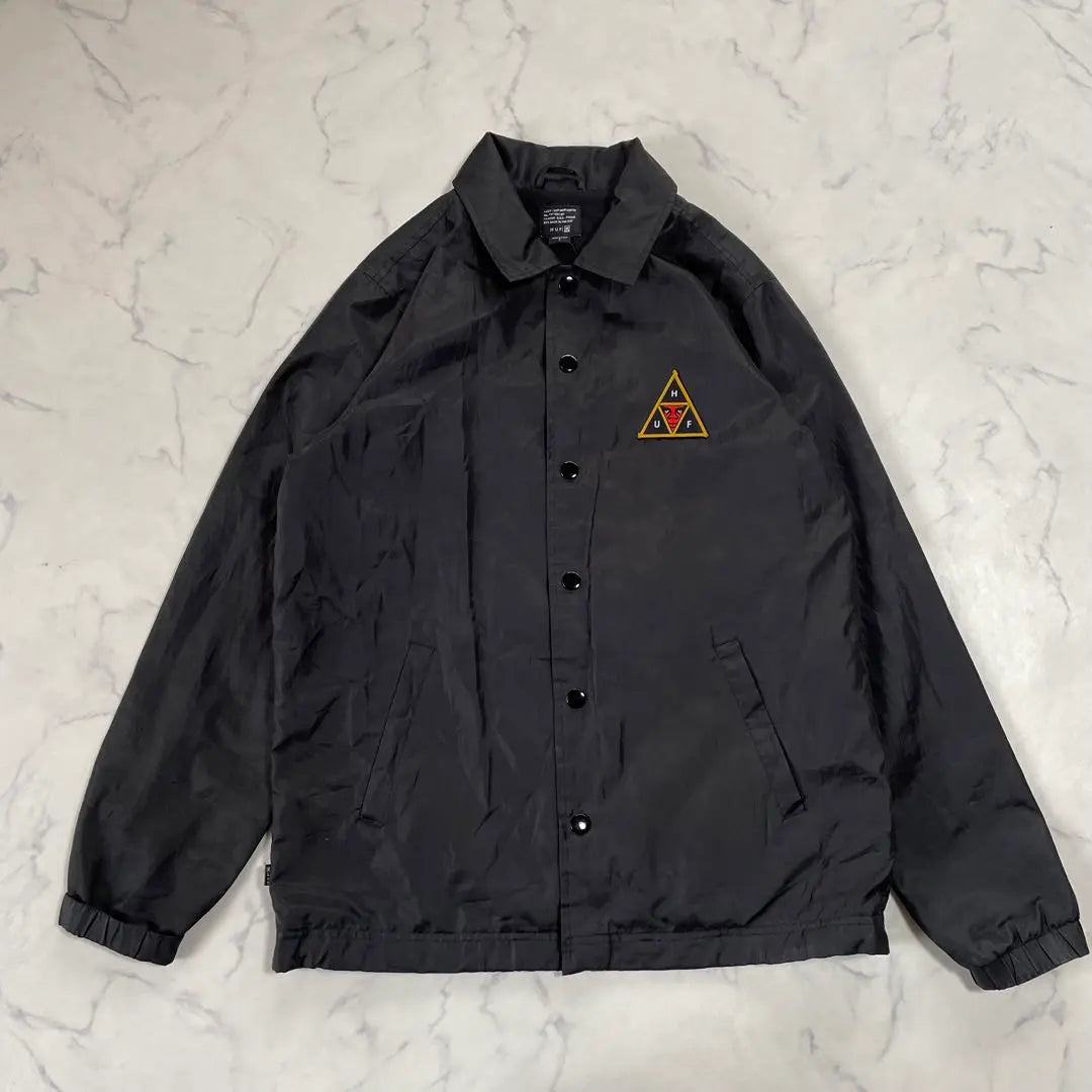 [Immediate shipping] HUF nylon jacket, thin, lined, black, S logo