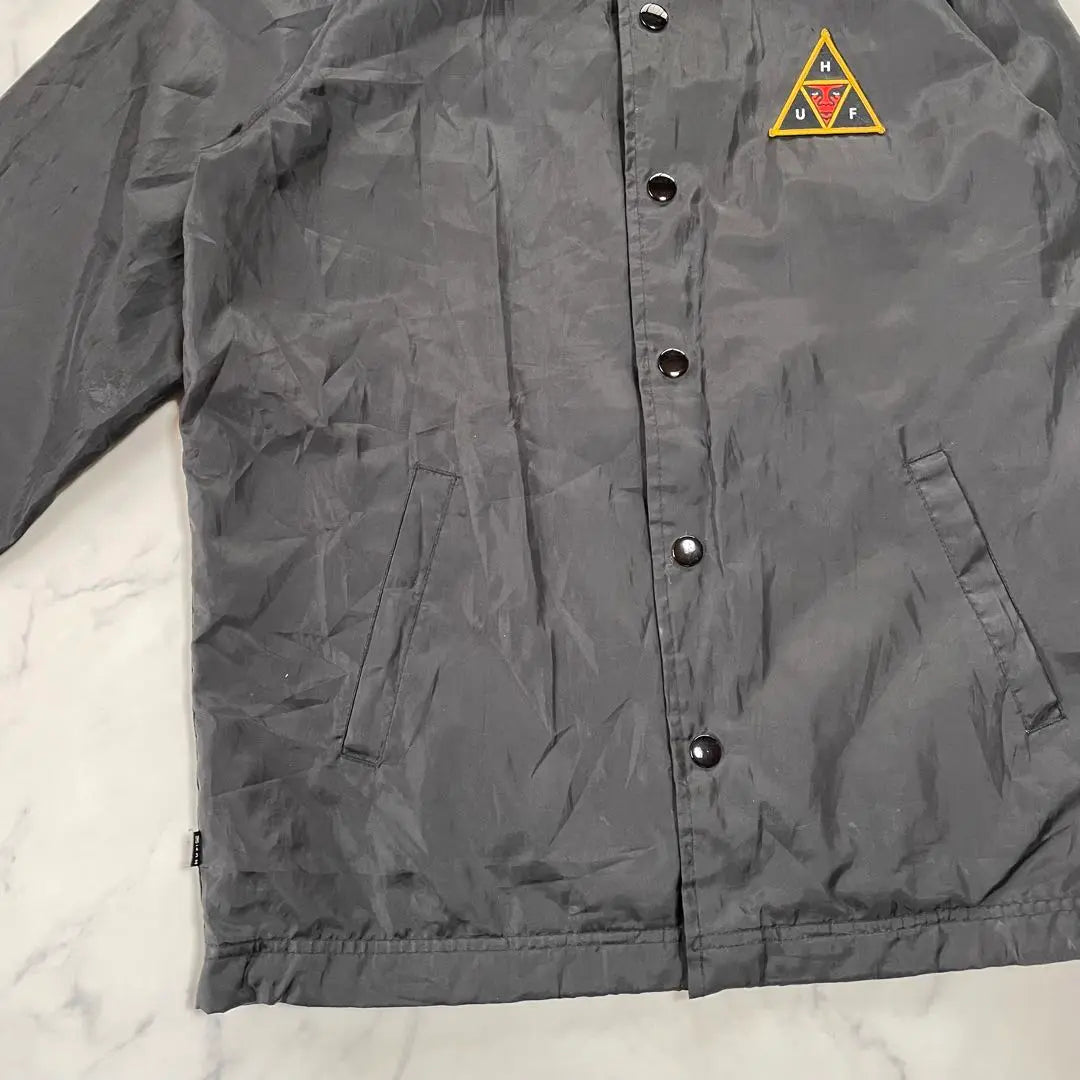 [Immediate shipping] HUF nylon jacket, thin, lined, black, S logo