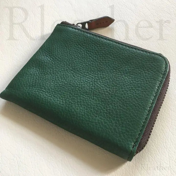 @Very popular thick genuine leather L-shaped wallet mini wallet compact #753