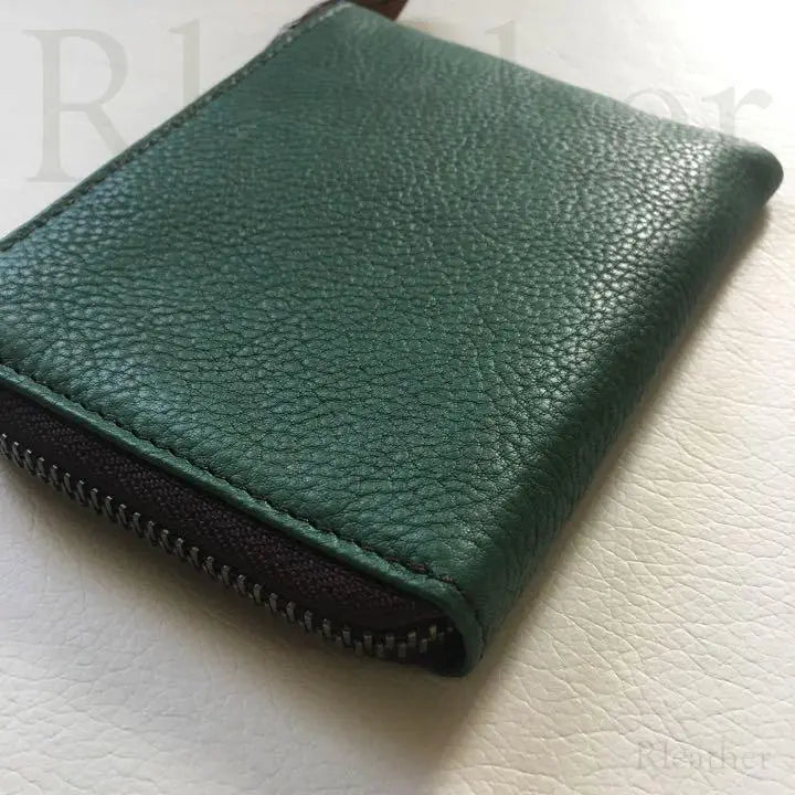 @Very popular thick genuine leather L-shaped wallet mini wallet compact #753