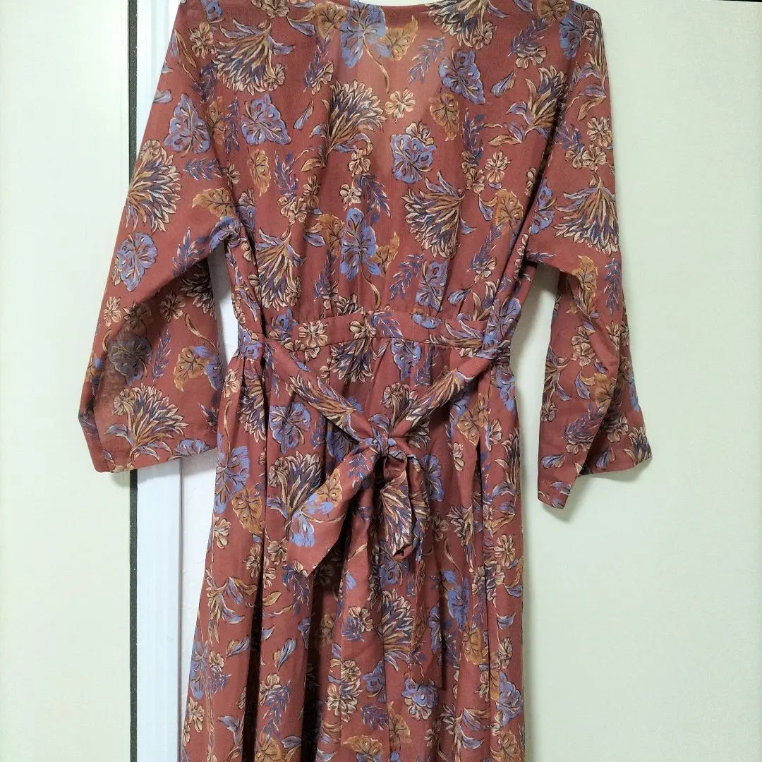 Freaks Store Long Dress Long Cardigan Floral Pattern Back Ribbon