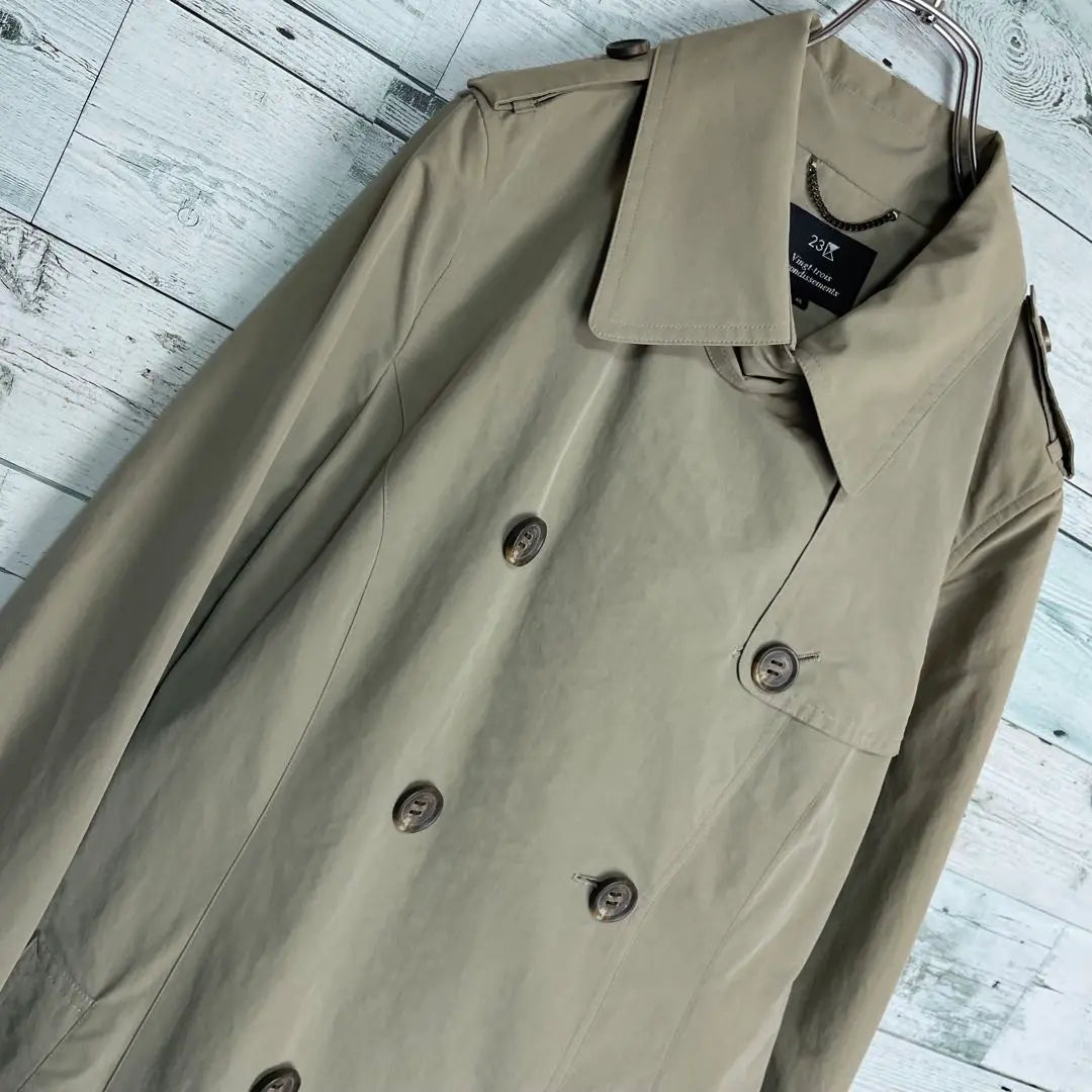 ☆ Large size ・ 4L ☆ 23 wards with belt trench coat khaki beige 46