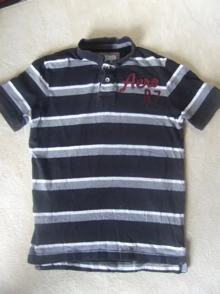 Profile must read AEROPOSTALE border polo shirt black brand M