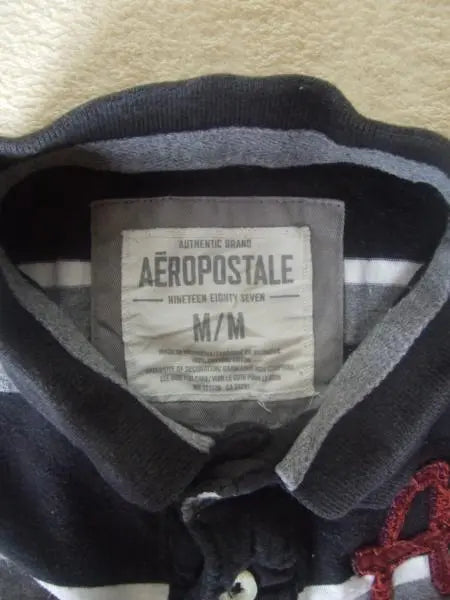 Profile must read AEROPOSTALE border polo shirt black brand M