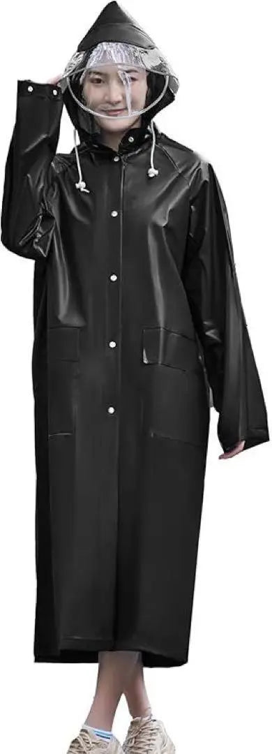 Raincoat Women's Men's Rain Wear Long Black