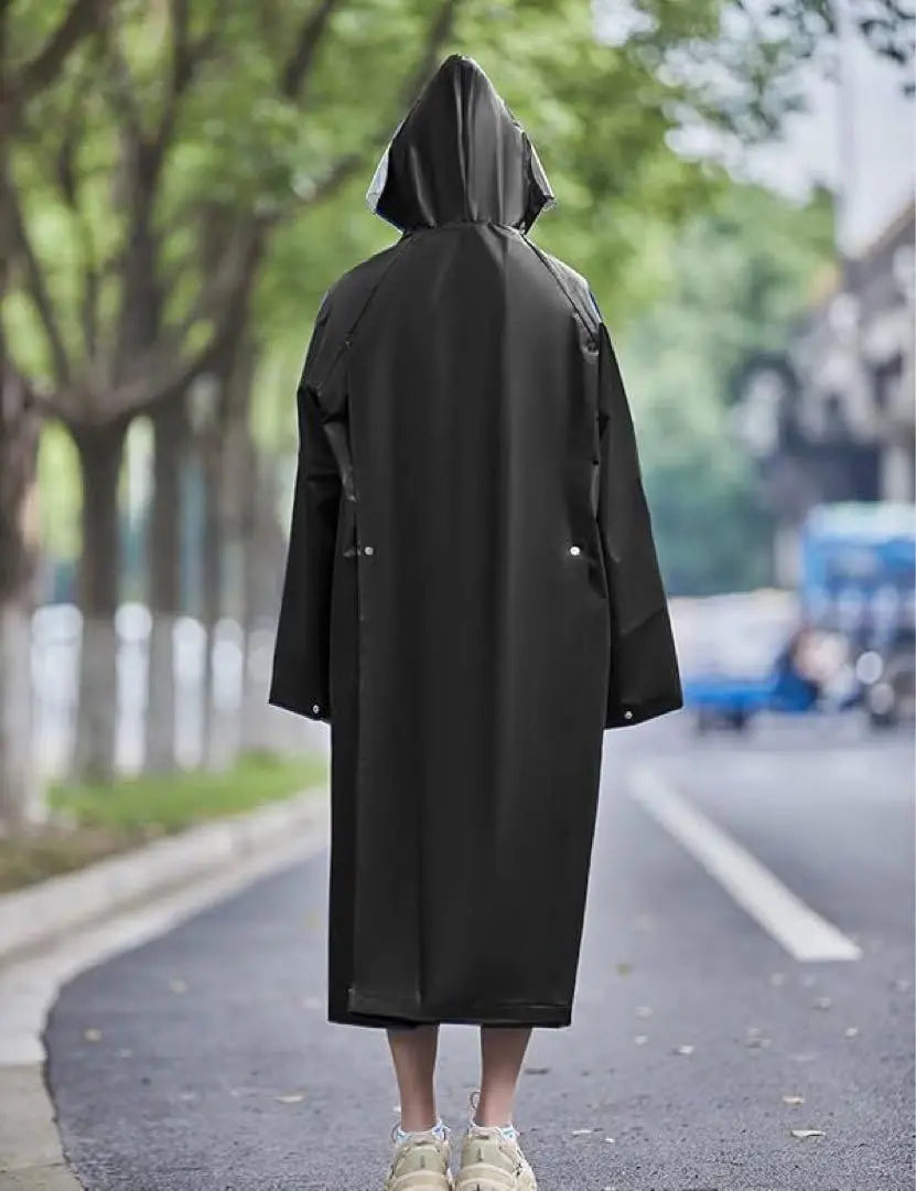 Raincoat Women's Men's Rain Wear Long Black