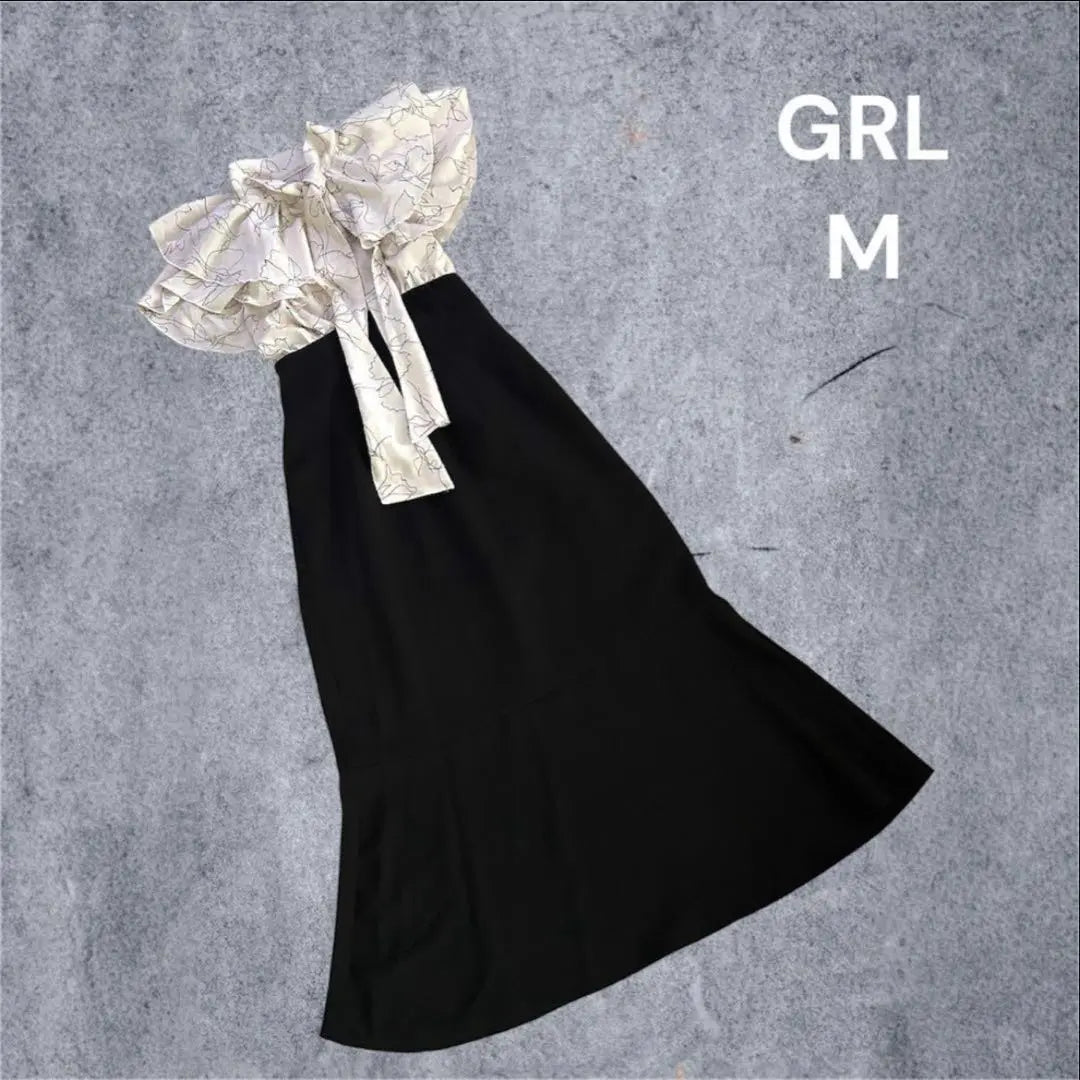 GRL Long Dress S Docking Short Sleeve Simple