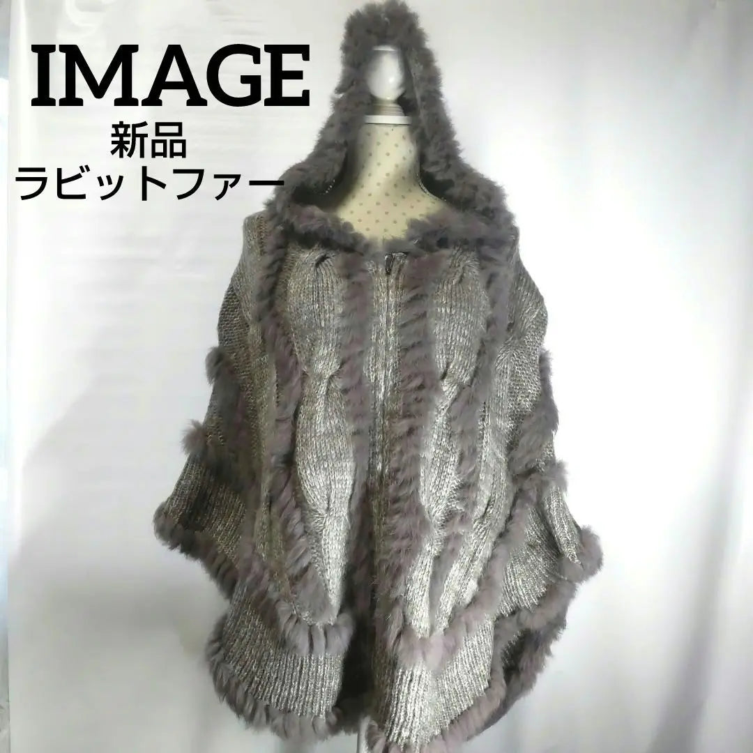 〖New 〗 IMAGE Poncho Rabbit Fur Hood Full Zip