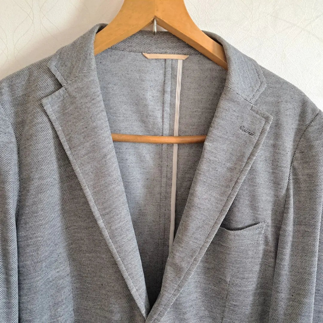 The Suit Company Grey Tailored Jacket Linen Mixed L Size