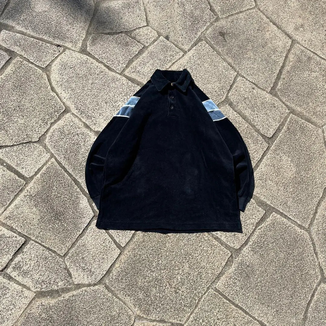 90s unknown long polo velour raglan cut and sew