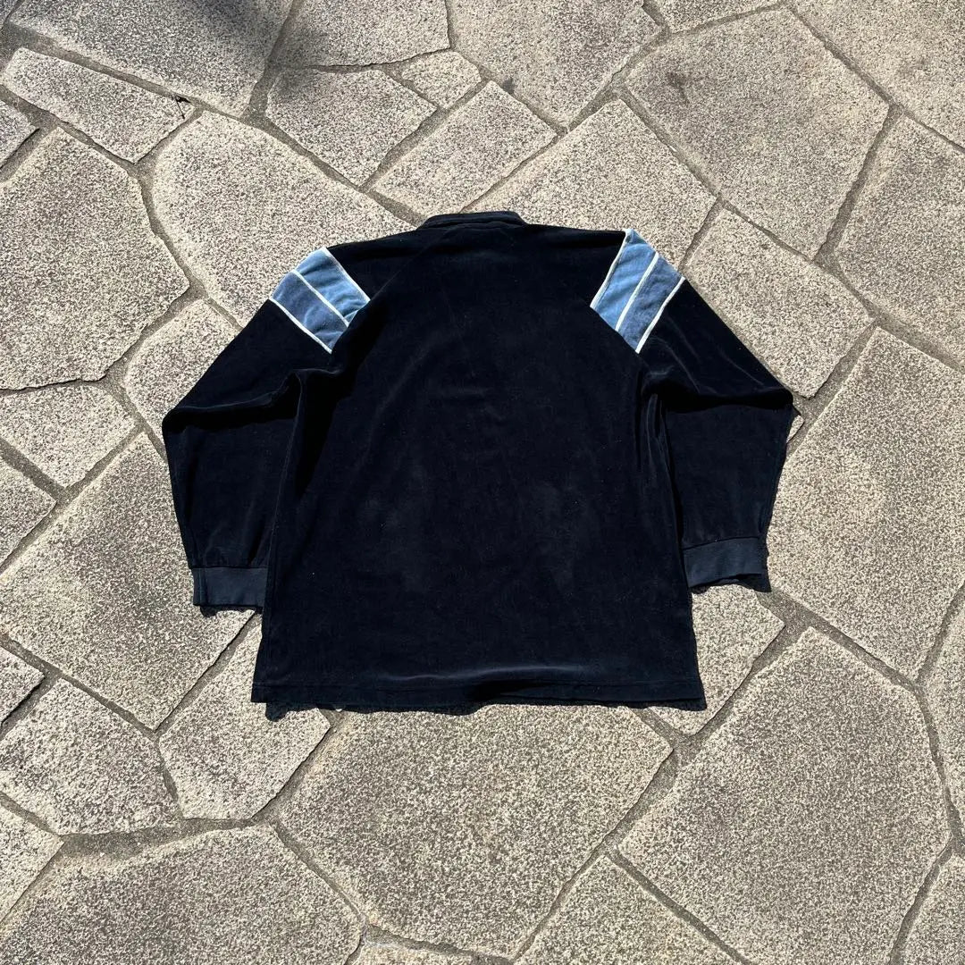 90s unknown long polo velour raglan cut and sew