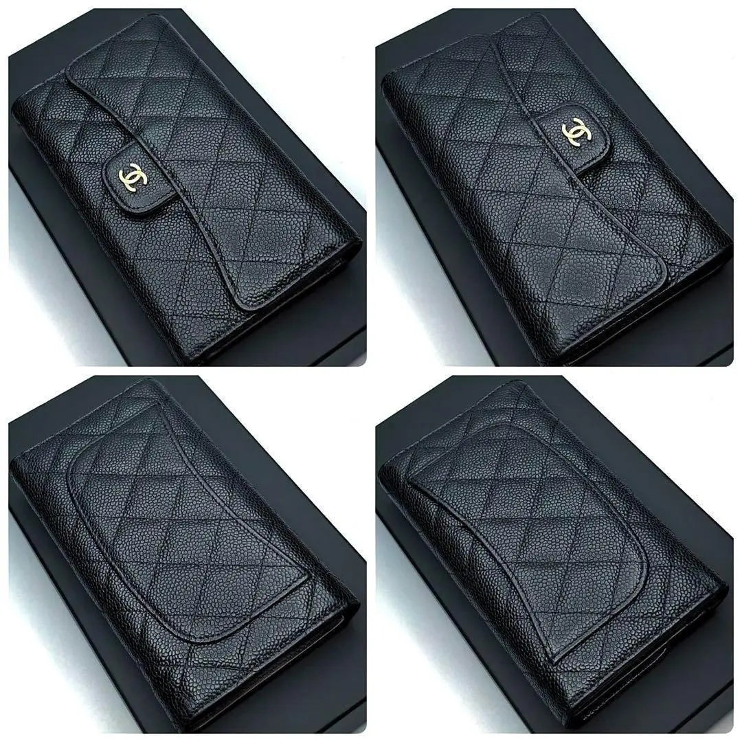 Cartera larga de tres pliegues en piel de caviar Matelasse de CHANEL Producto genuino garantizado 2333