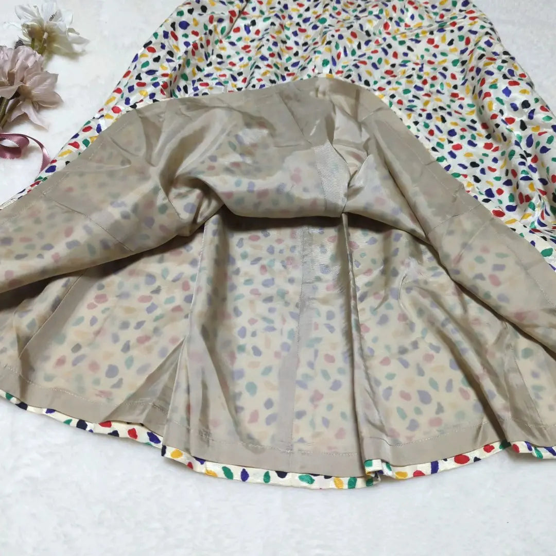 331★Bil Brass Midi Length Flare Skirt [11] Transformed Dot Retro Silk Blend