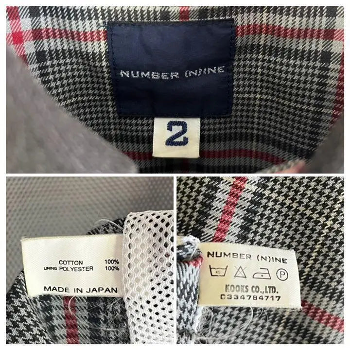 [Rare] Early Number Nine Embroidered 3D Cut Check Short Sleeve Polo Shirt Gray.