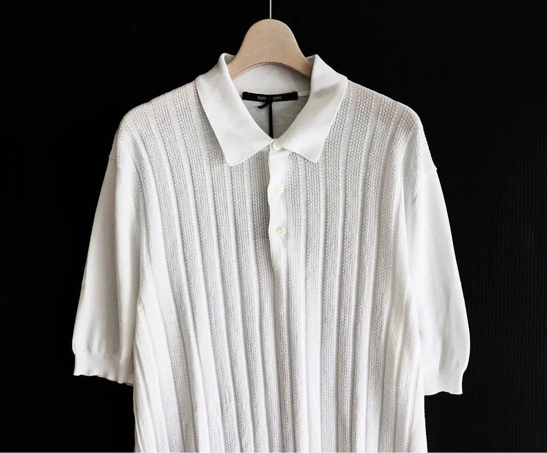 《Talia Tore》 New Italian elasticity with thick rib knit polo shirt 54