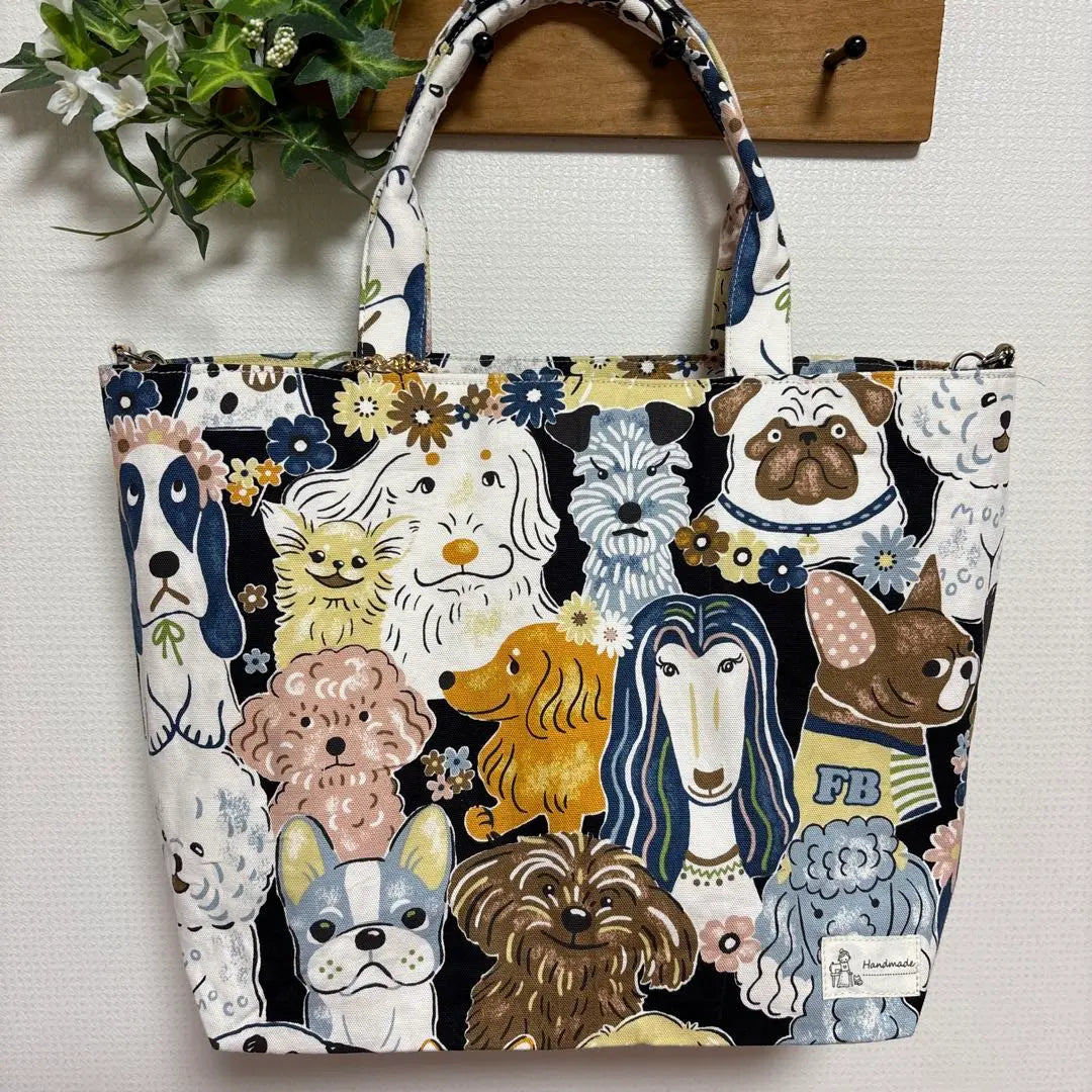 Bolso bidireccional hecho a mano para amantes de los perros, patrón de perro