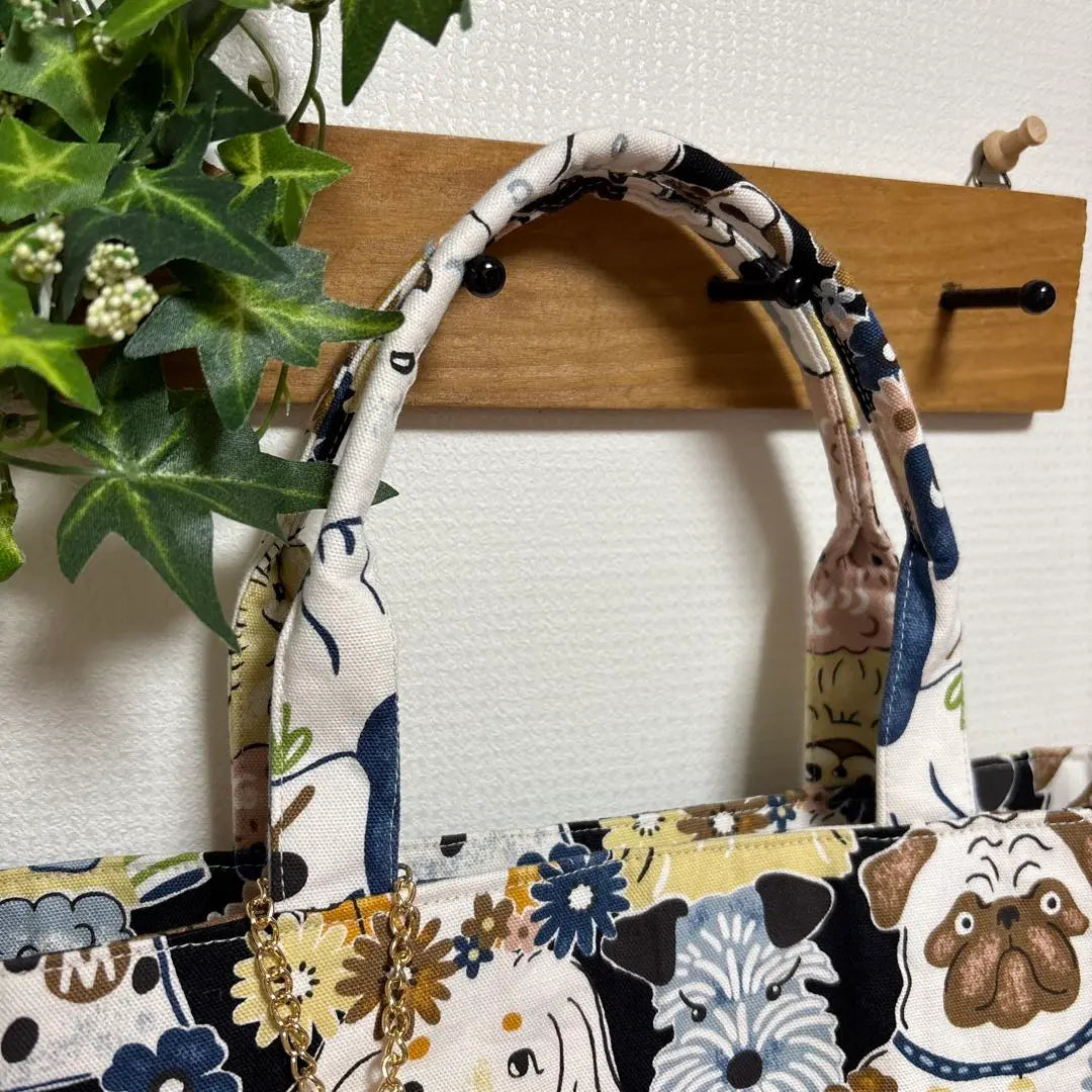 Bolso bidireccional hecho a mano para amantes de los perros, patrón de perro