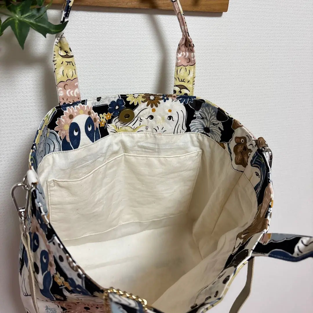 Handmade 2-way bag for dog lovers, dog pattern