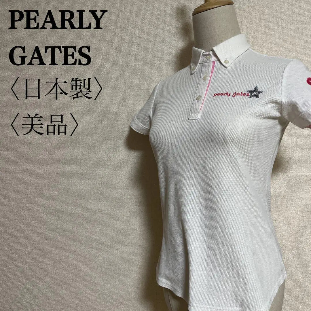 Good Condition Pearly Gates Women's Golf Short Sleeve Embroidered Polo Shirt (White) 0 Made in Japan