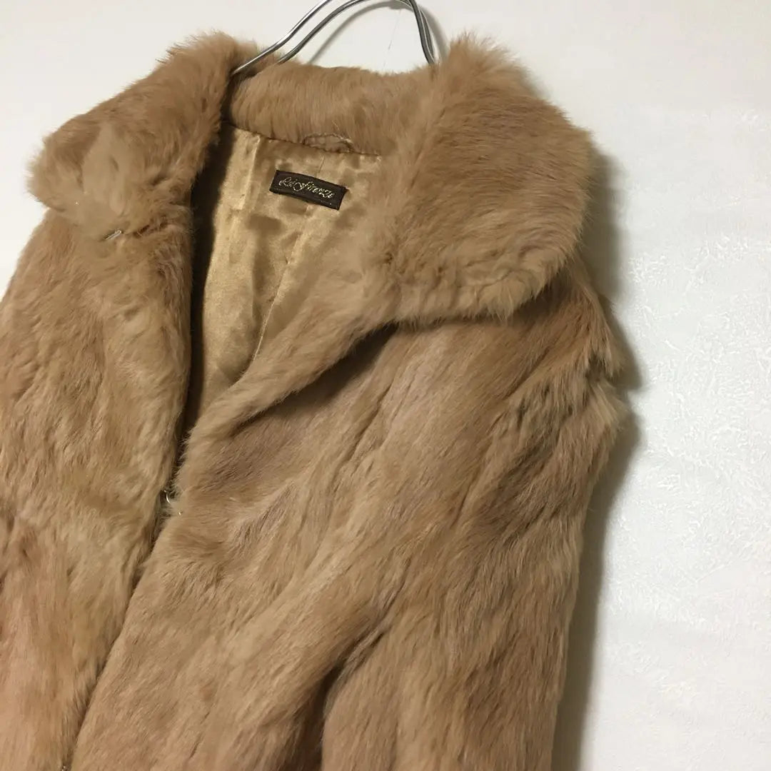 rei firenze (M) rabbit fur short coat jacket beige