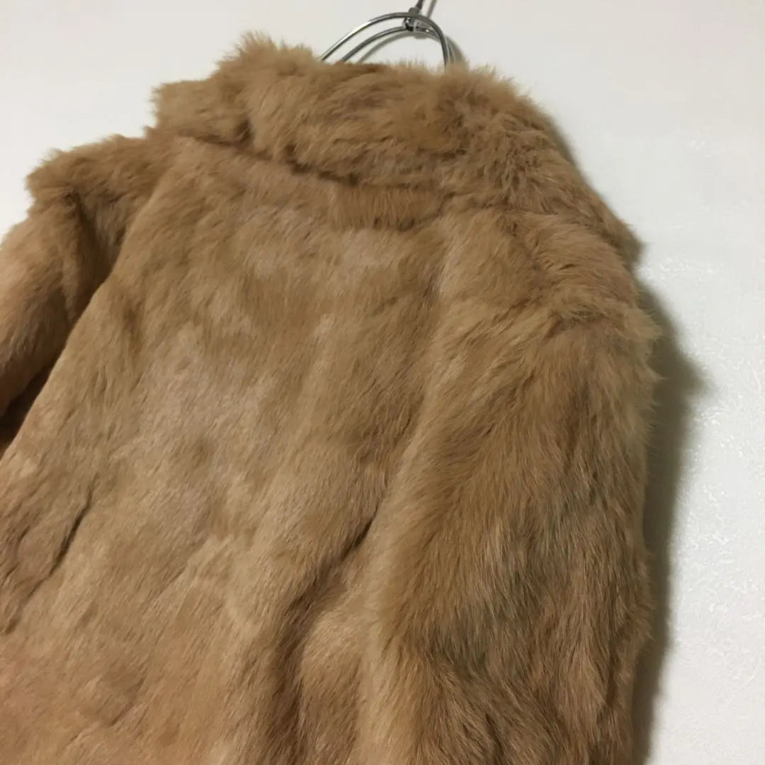 rei firenze (M) rabbit fur short coat jacket beige