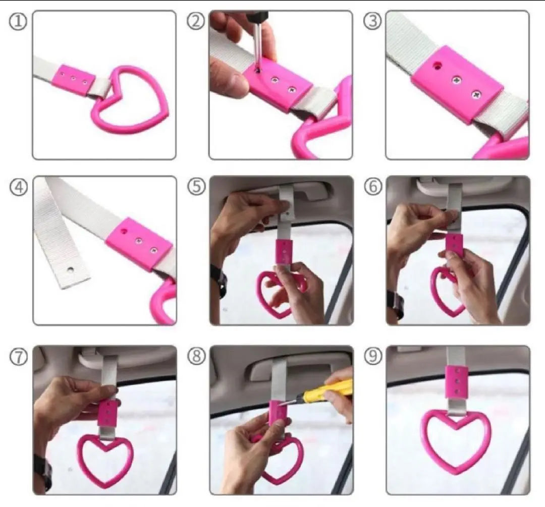 [New] Pink Hanging Leather Heart Shaped Dress Up Car Accessories Aid for Cars