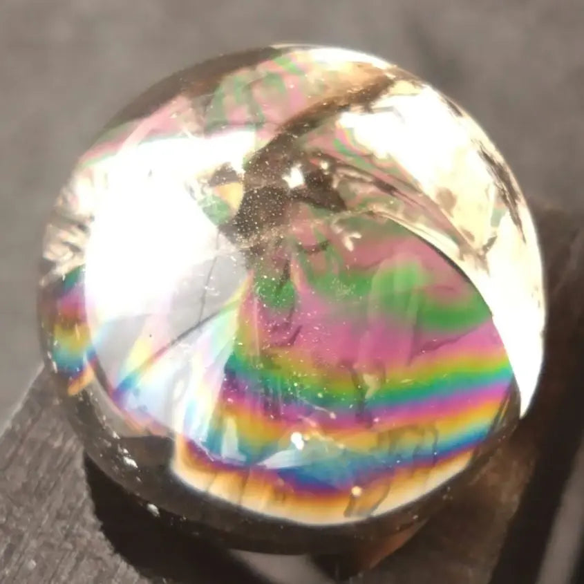 Sora Riho Smoky Iris Quartz Rainbow Natural Stone Maru Tamaru Tumble Sphere | 宙虹 スモーキー アイリスクォーツ 虹 天然石 丸玉 丸球 タンブル スフィア