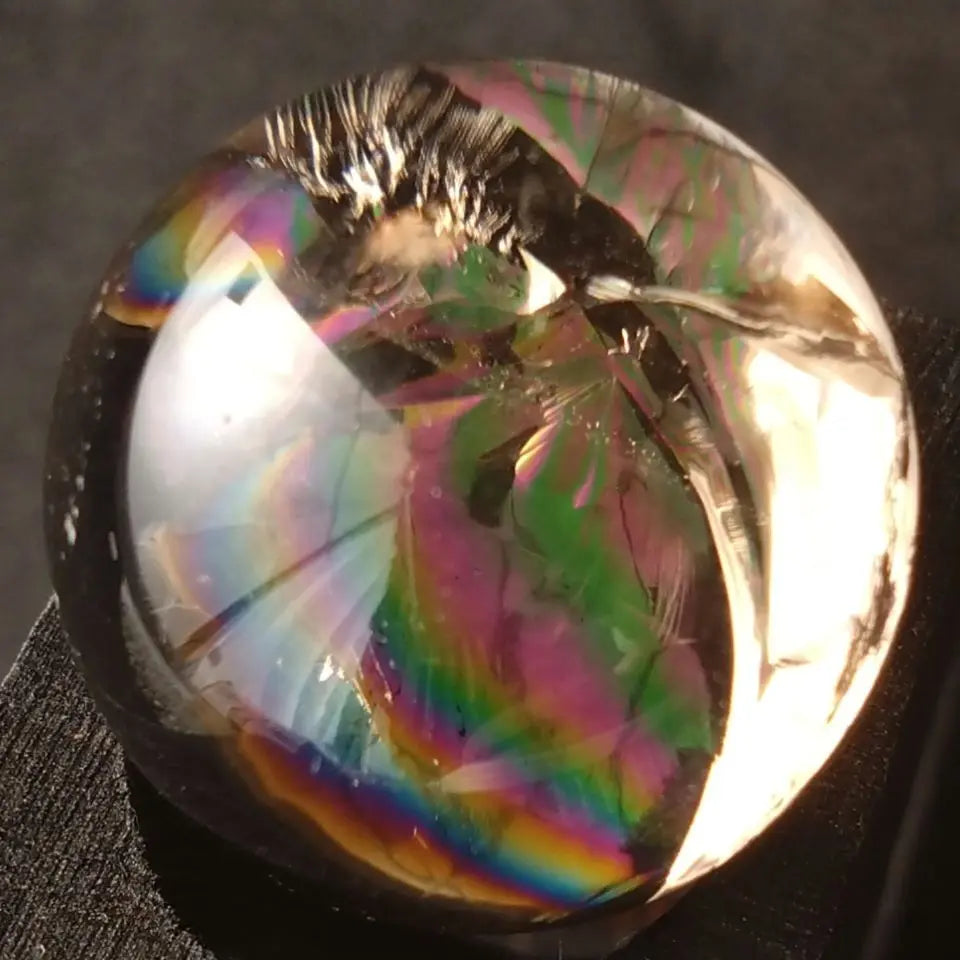 Sora Riho Smoky Iris Quartz Rainbow Natural Stone Maru Tamaru Tumble Sphere | 宙虹 スモーキー アイリスクォーツ 虹 天然石 丸玉 丸球 タンブル スフィア