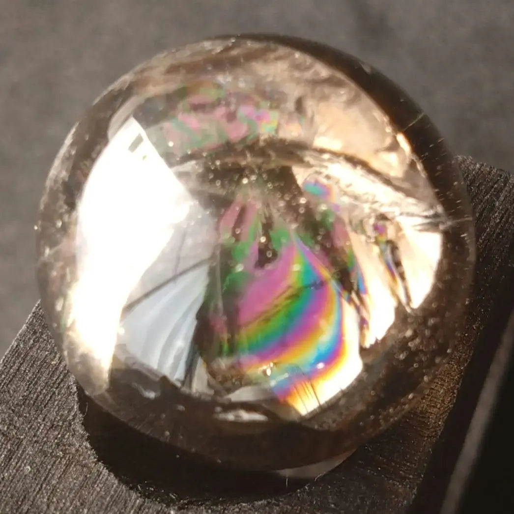 Sora Riho Smoky Iris Quartz Rainbow Natural Stone Maru Tamaru Tumble Sphere | 宙虹 スモーキー アイリスクォーツ 虹 天然石 丸玉 丸球 タンブル スフィア