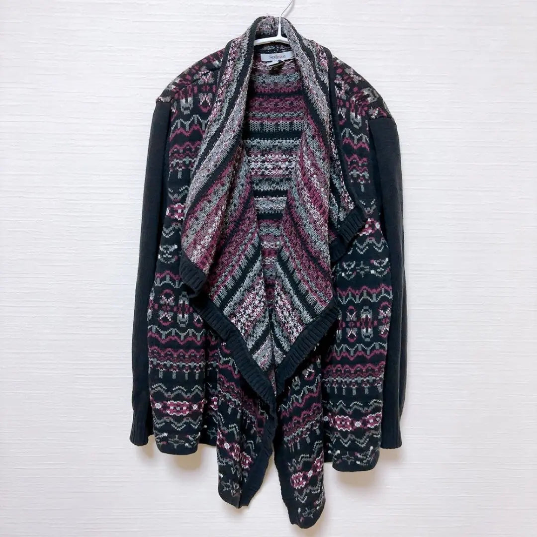 Style & Co. Fashionable Knit Cardigan Black, Purple, Gray | Style&co. 古着 おしゃれ ニットカーディガン 黒・紫・グレー XL