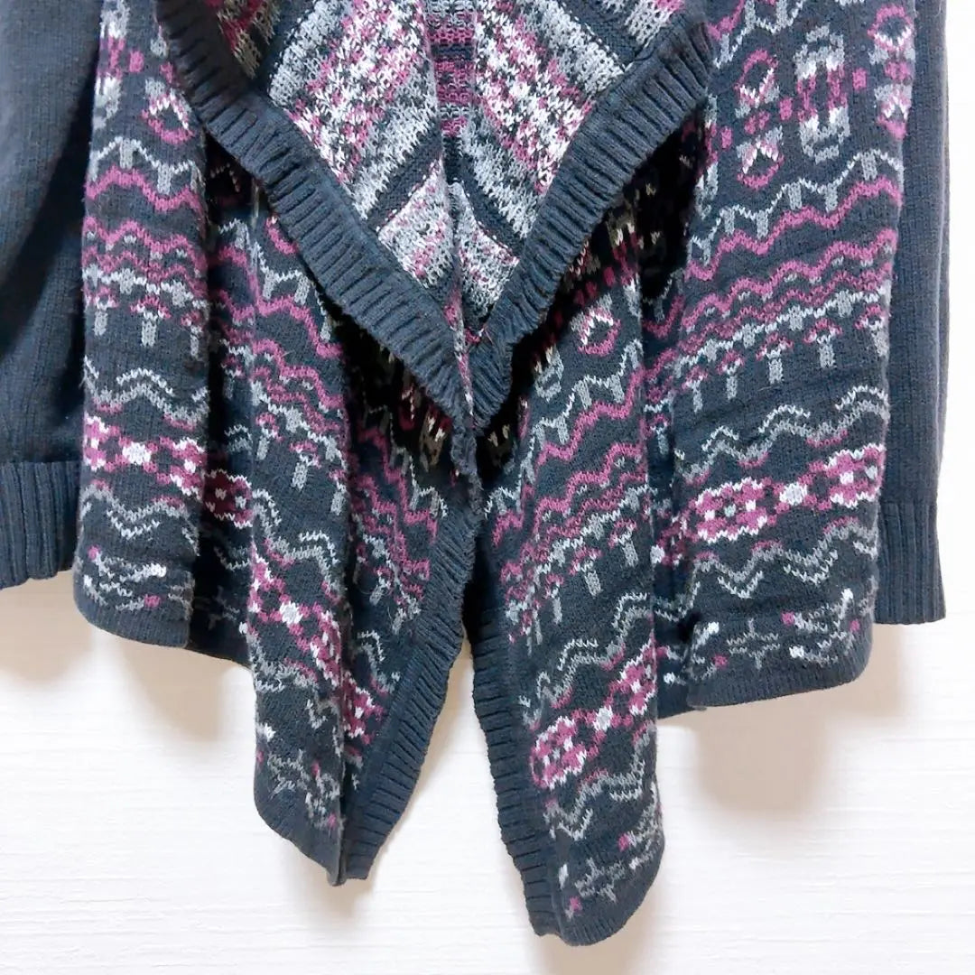 Style & Co. Fashionable Knit Cardigan Black, Purple, Gray | Style&co. 古着 おしゃれ ニットカーディガン 黒・紫・グレー XL