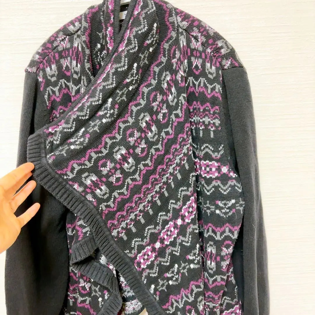 Style & Co. Fashionable Knit Cardigan Black, Purple, Gray | Style&co. 古着 おしゃれ ニットカーディガン 黒・紫・グレー XL