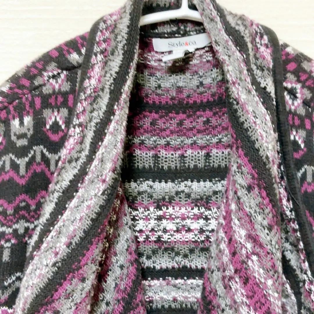 Style & Co. Fashionable Knit Cardigan Black, Purple, Gray | Style&co. 古着 おしゃれ ニットカーディガン 黒・紫・グレー XL