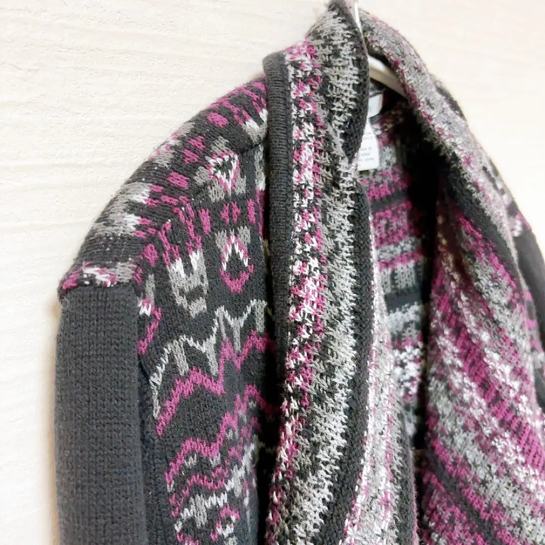 Style & Co. Fashionable Knit Cardigan Black, Purple, Gray | Style&co. 古着 おしゃれ ニットカーディガン 黒・紫・グレー XL