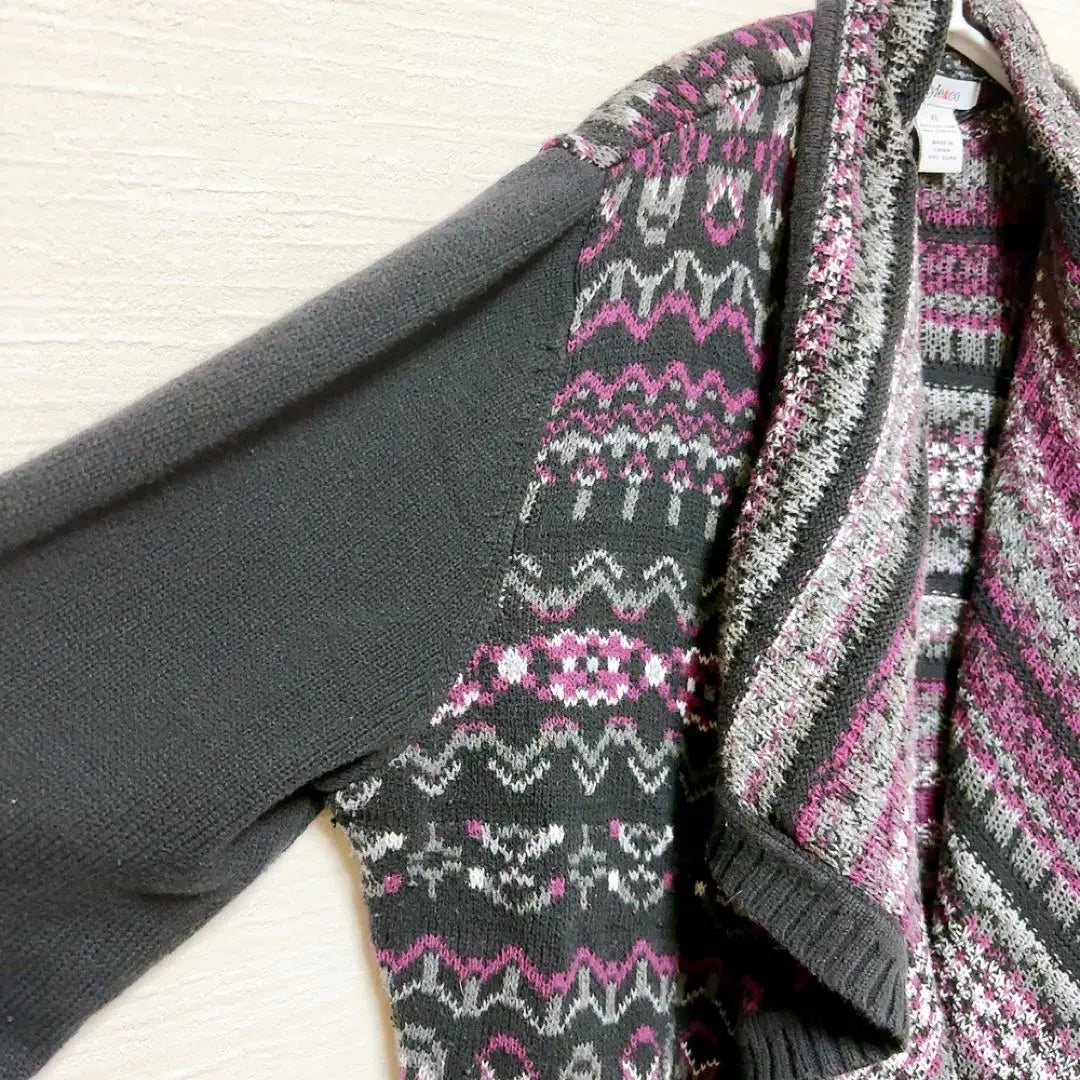 Style & Co. Fashionable Knit Cardigan Black, Purple, Gray | Style&co. 古着 おしゃれ ニットカーディガン 黒・紫・グレー XL