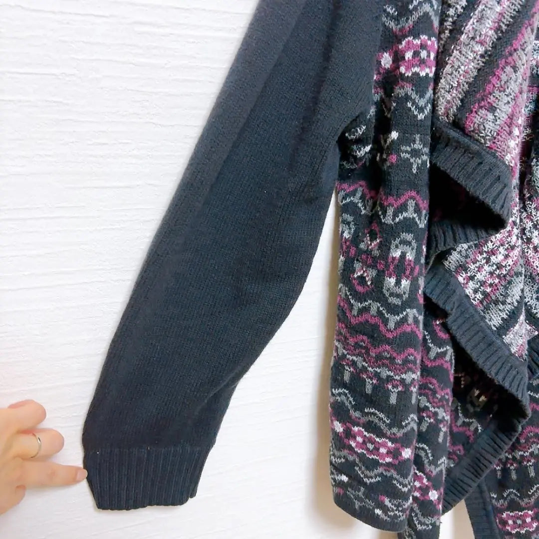 Style & Co. Fashionable Knit Cardigan Black, Purple, Gray | Style&co. 古着 おしゃれ ニットカーディガン 黒・紫・グレー XL