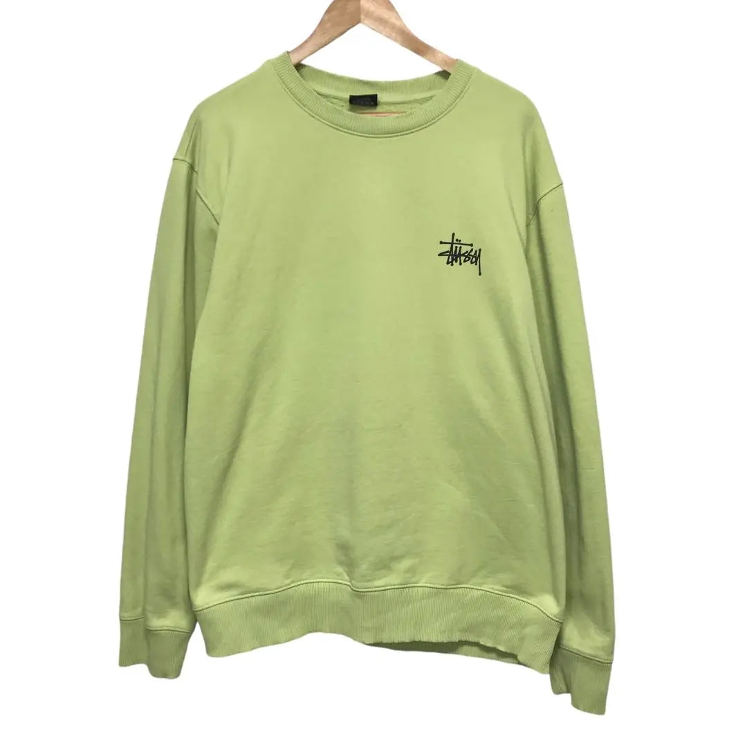 STUSSY Sweatshirt Stock Logo Lime Yellow