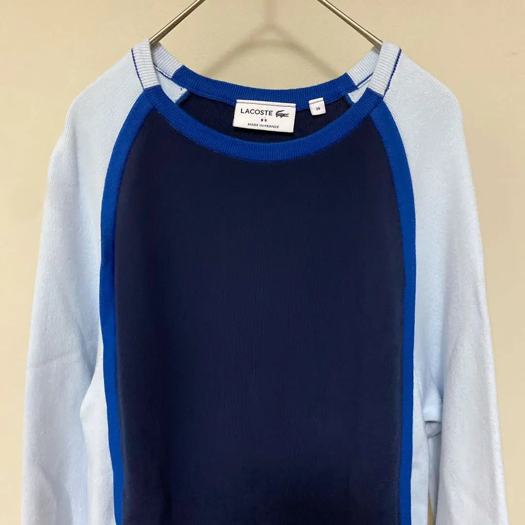 [Good condition] LACOSTE Color Block Crew Neck Sweater 36 S