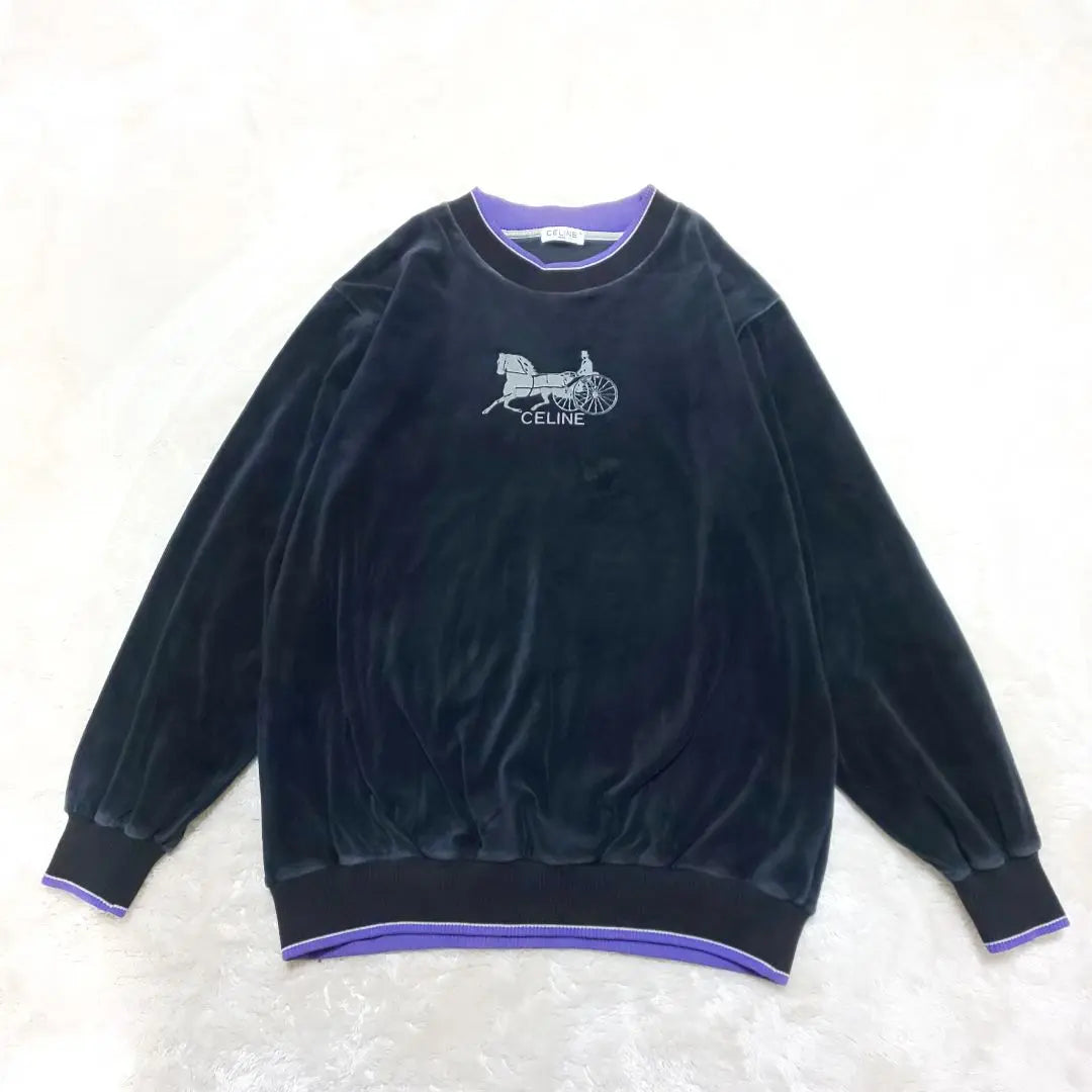 [Extremely Rare] CELINE Vintage Velour Setup Carriage Logo Velvet | 【極希少】CELINE ヴィンテージ ベロアセットアップ 馬車ロゴ ベルベット