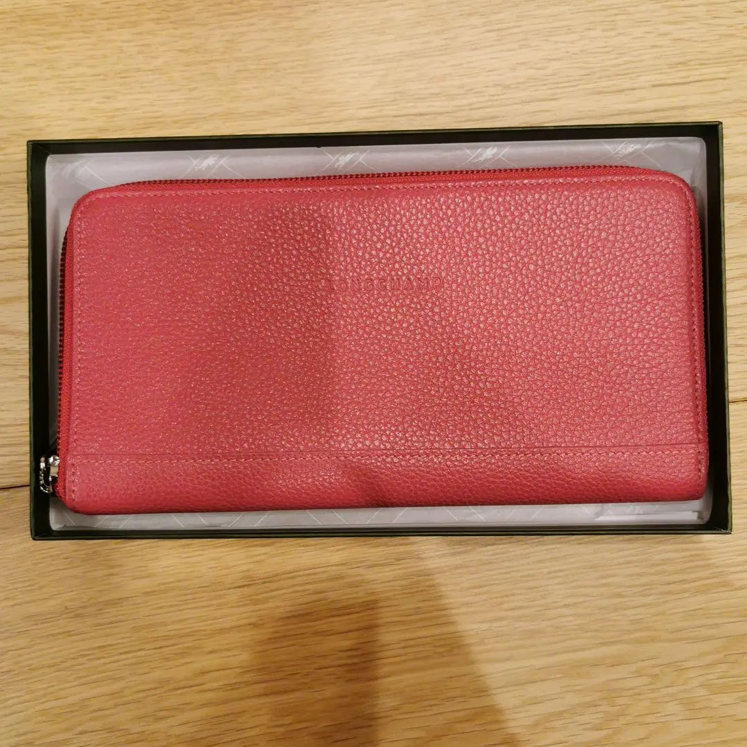 ☆Longchamp☆Round zipper long wallet pink card case