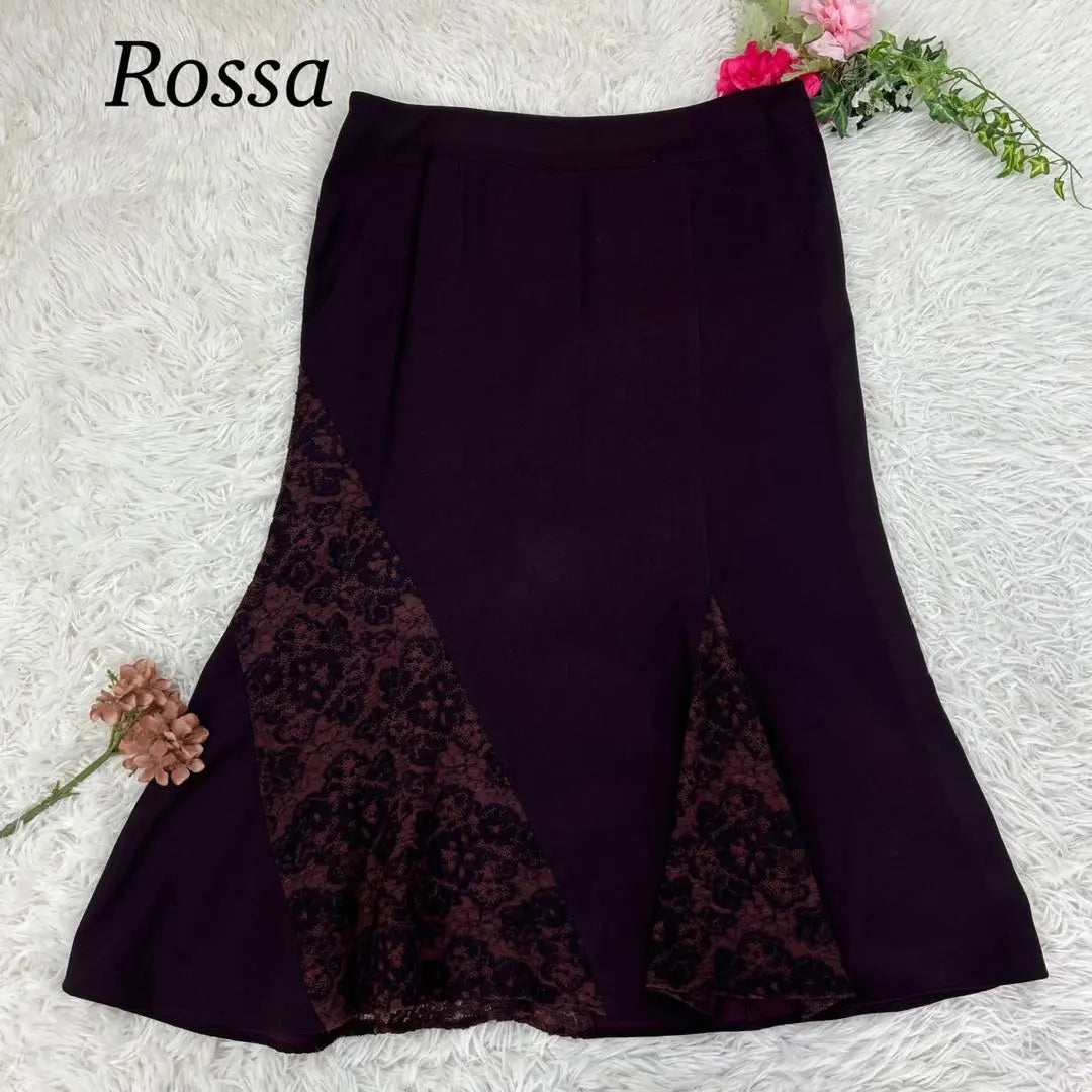 E385 2XL 46 Rossa Floral Embroidered Lace Knee Length Skirt Women