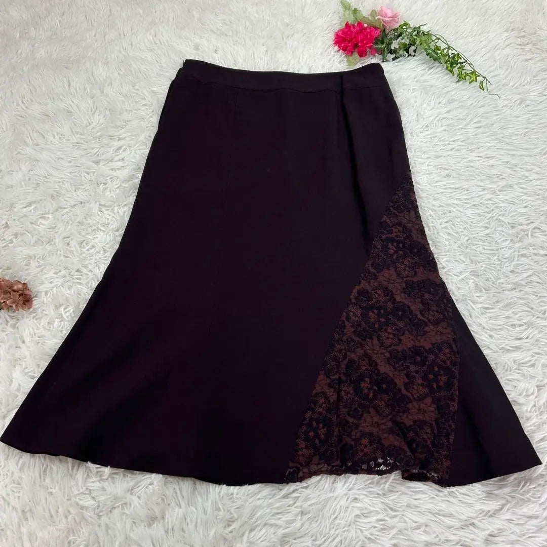 E385 2XL 46 Rossa Floral Embroidered Lace Knee Length Skirt Women