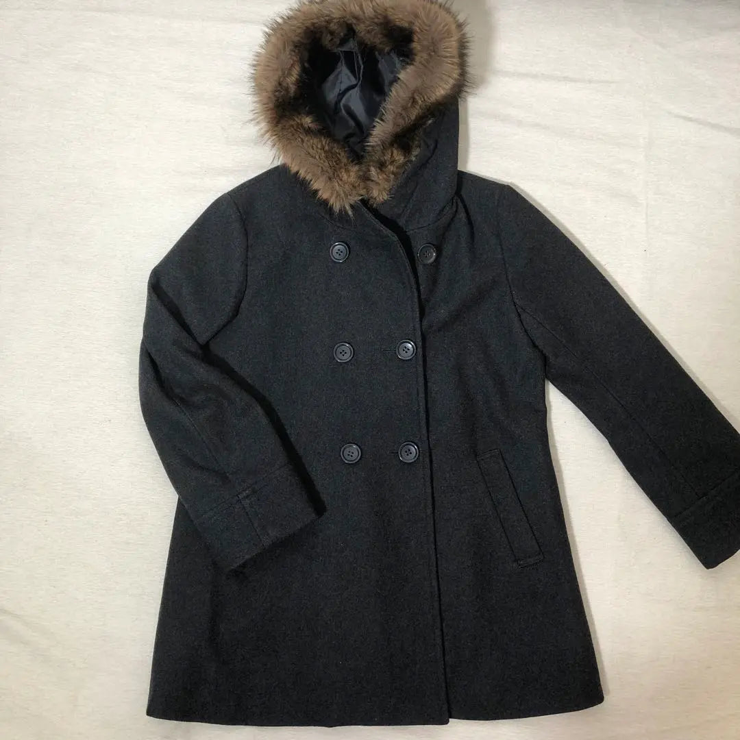 [Good condition] a.v.v hooded wool coat, dark gray, size L