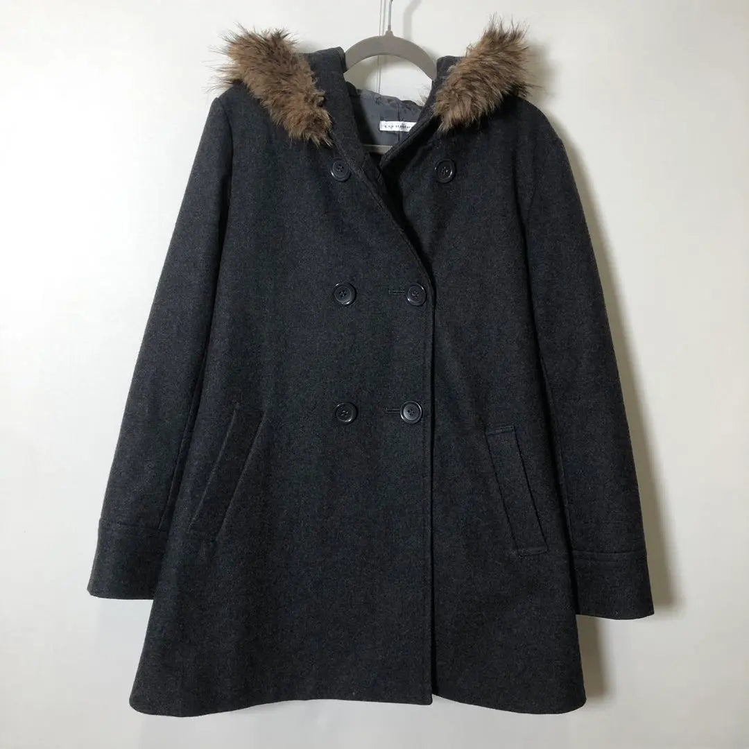 [Good condition] a.v.v hooded wool coat, dark gray, size L