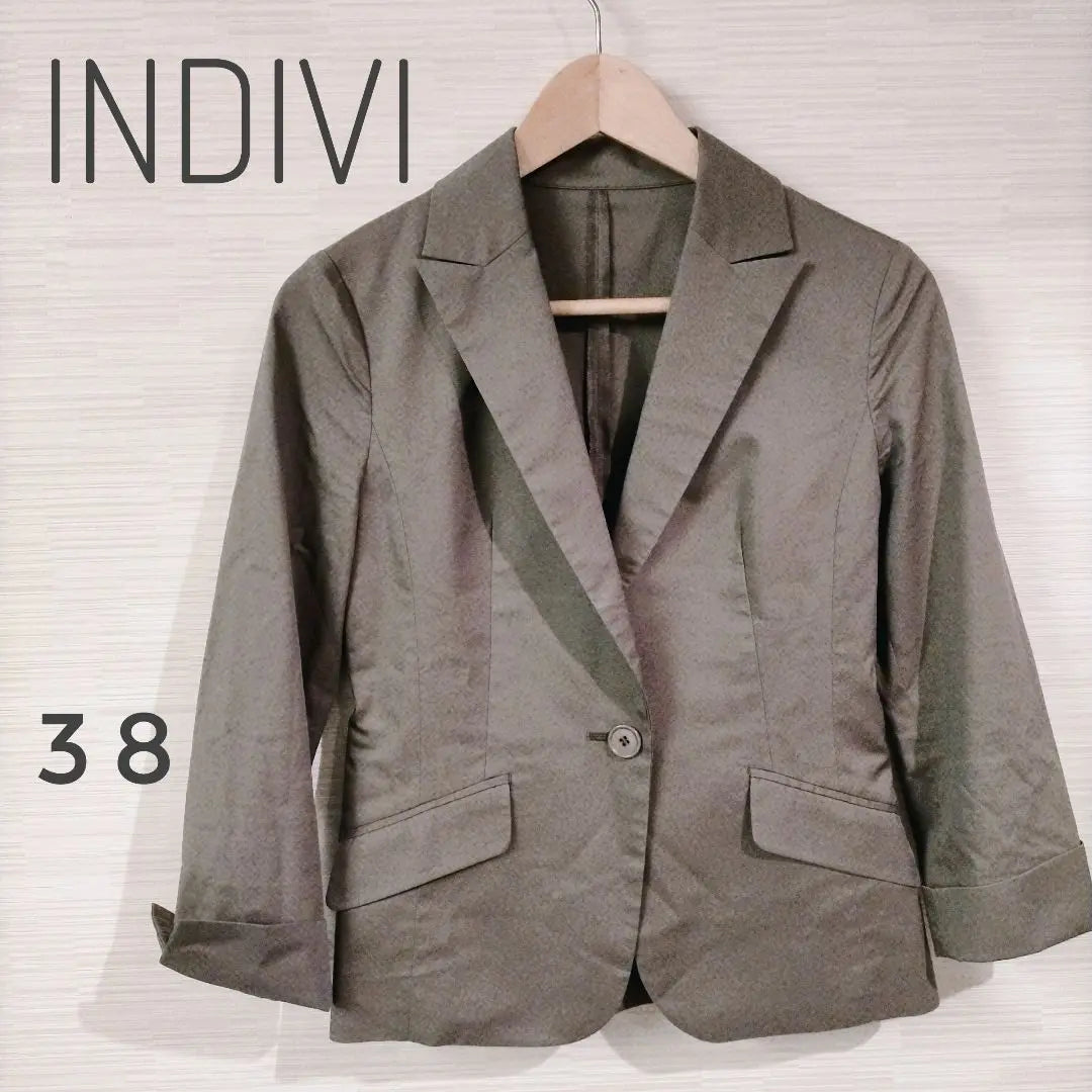 Indivi Tailored Jacket, Unlined, M equivalent, Olive color 243-32 | インディヴィ テーラードジャケット 裏地無し M相当 オリーブ色 243-32