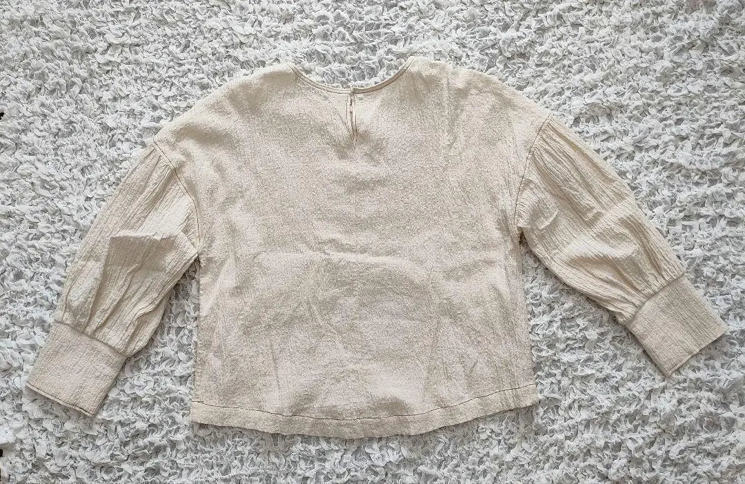 ZARA Wrinkle Puff Sleeve Blouse Stitched Tops M