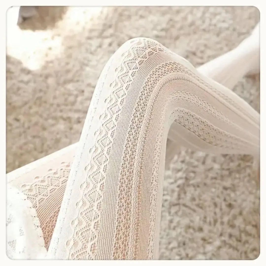 Women's Tights, Lace Pattern, White A