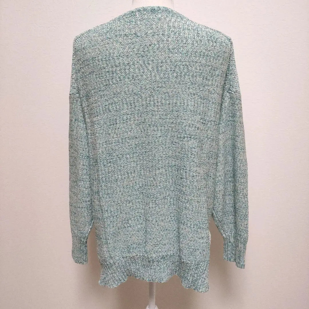 Kate Ecru [LL] Knit sweater V-neck rib drop shoulder